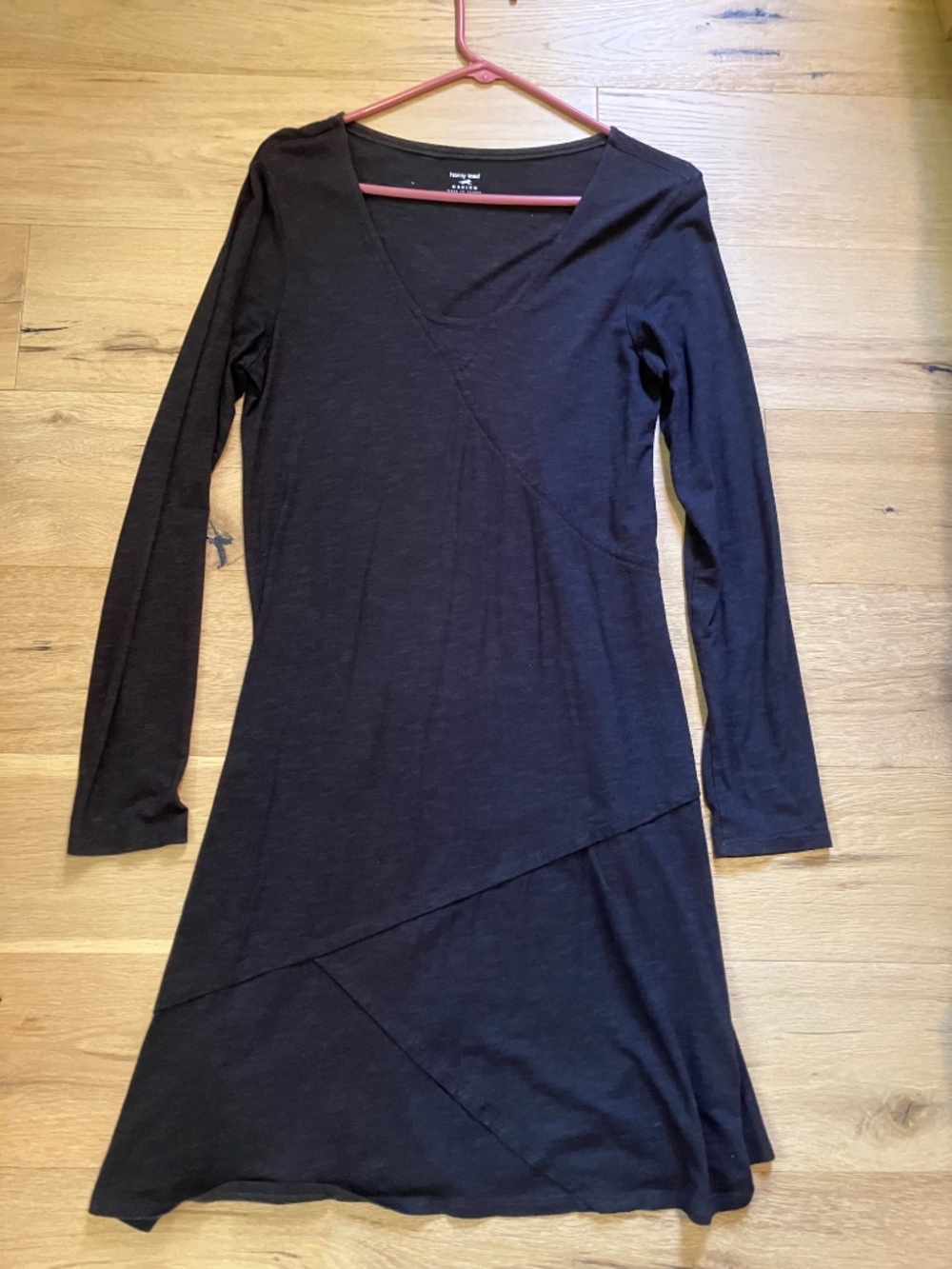 Toad&Co Size M Black Oblique Faux Wrap Dress Asymmetrical